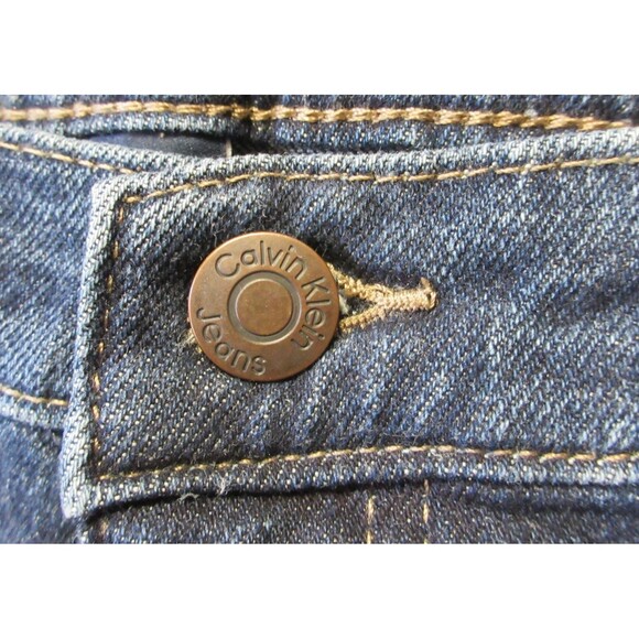 CALVIN KLEIN High Rise Straight Leg‎ Jeans Sz 12 Dark Blue Crop Ankle Denim NWT - Picture 8 of 14